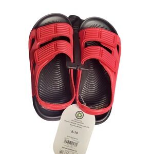 Wonder Nation Toddler Two Strap Sandals Red Black EVA Size 9-10 BT WN SDL